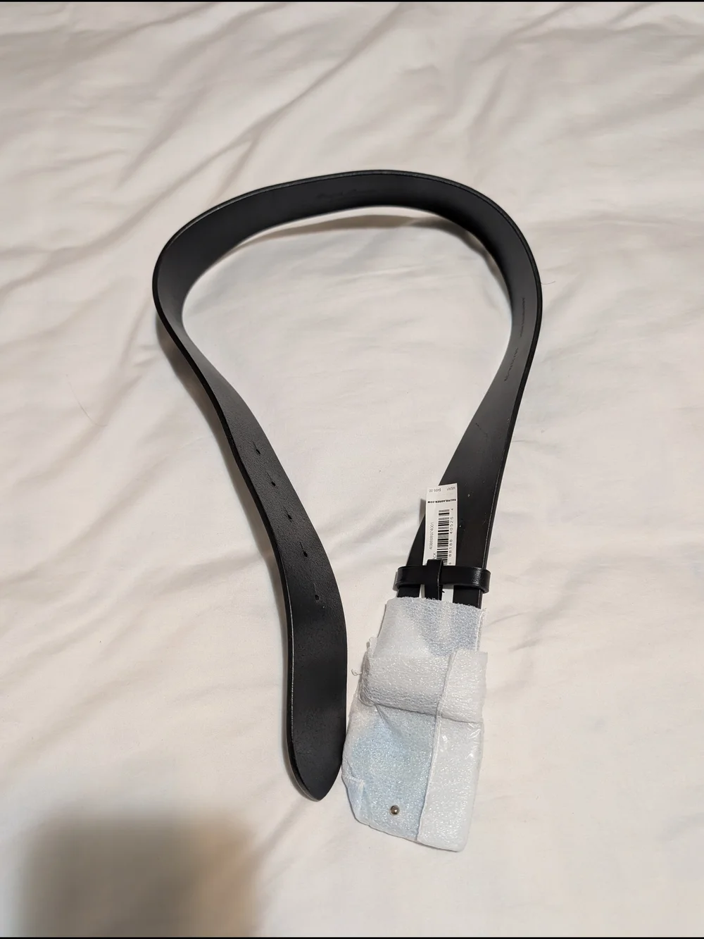 Ralph Lauren Black Leather Men's Belt with Silver RL brand Buckle.